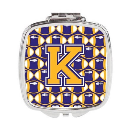 Carolines Treasures Letter K Football Purple and Gold Compact Mirror CJ1064-KSCM